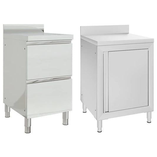 vidaXL Επαγγελματικά Ντουλάπια Κουζίνας 2 τεμ. από Ανοξείδωτο Ατσάλι