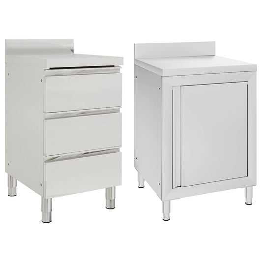 vidaXL Ντουλάπια Κουζίνας 2 τεμ. από Ανοξείδωτο Ατσάλι