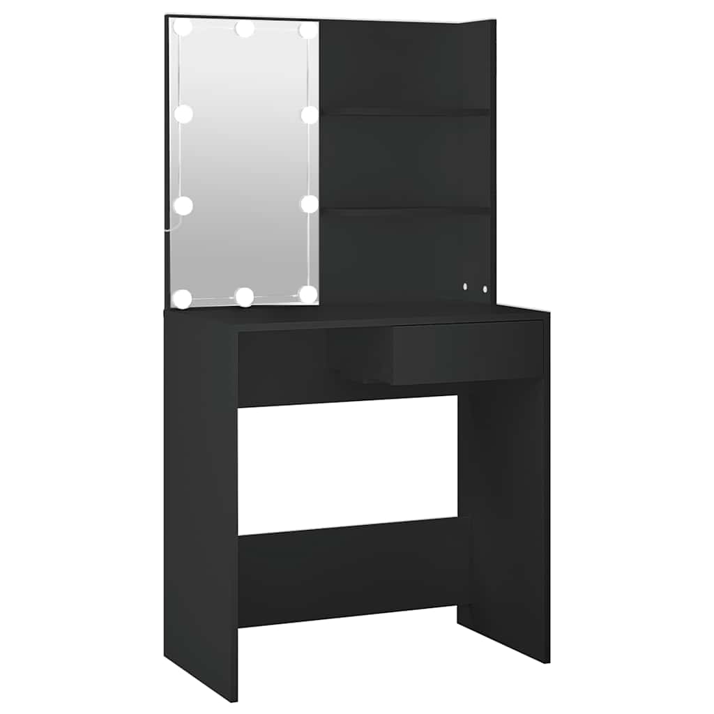 vidaXL Μπουντουάρ με LED Μαύρο 74,5 x 40 x 141 εκ.