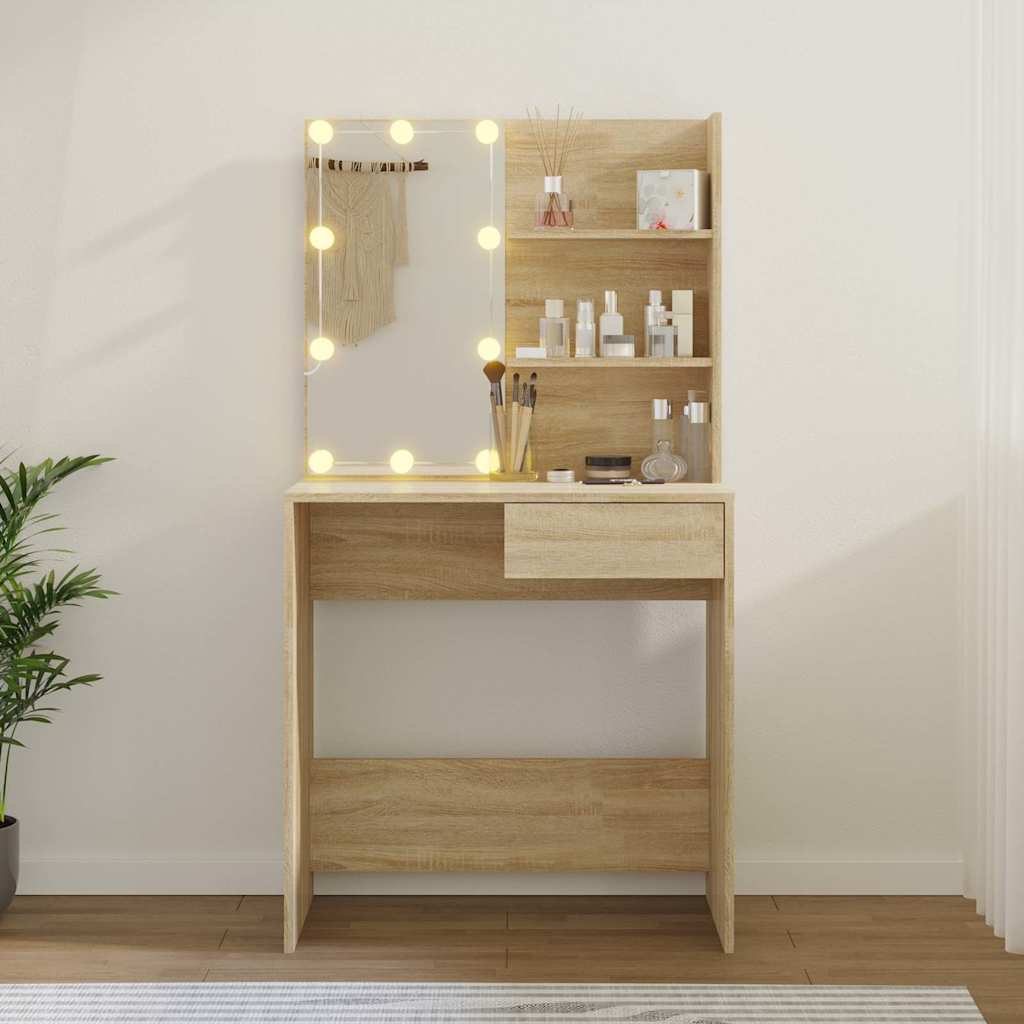 vidaXL Μπουντουάρ με LED Sonoma Δρυς 74,5x40x141 εκ. Επεξ. Ξύλο