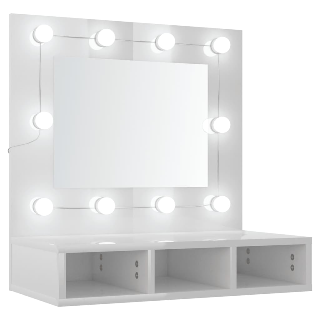 vidaXL Έπιπλο Καθρέπτη με LED Γυαλιστερό Λευκό 60x31,5x62 εκ.
