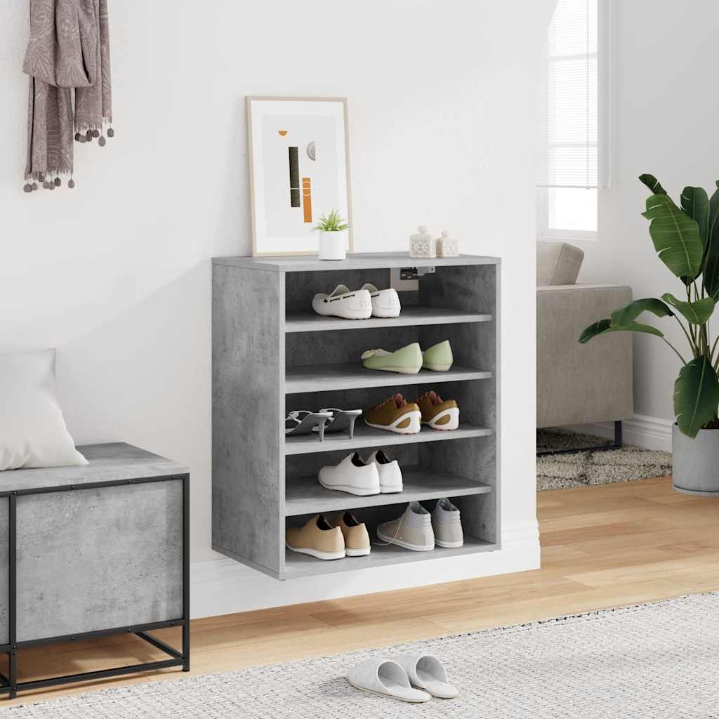 vidaXL Παπουτσοθήκη Γκρι Σκυροδέματος 60 x 35 x 70 εκ. από Επεξ. Ξύλο