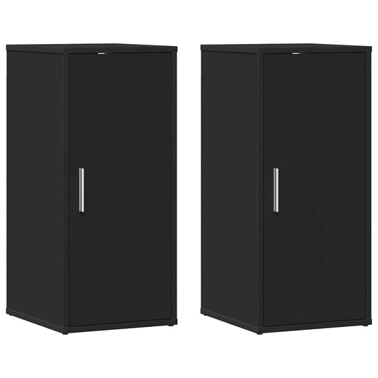vidaXL Παπουτσοθήκες 2 τεμ. Μαύρες 32 x 35 x 70 εκ. από Μοριοσανίδα