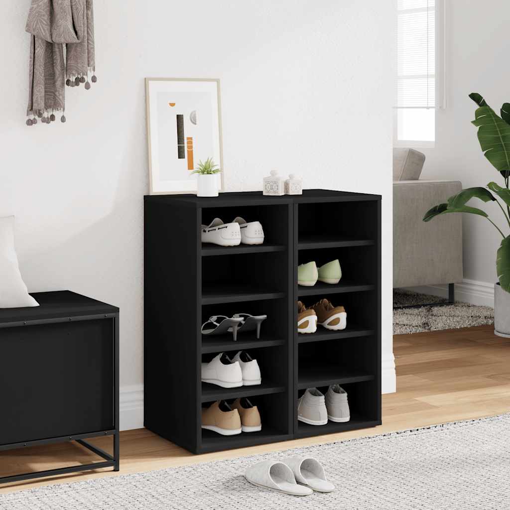 vidaXL Παπουτσοθήκες 2 τεμ. Μαύρες 31,5 x 35 x 70 εκ. από Επεξ. Ξύλο
