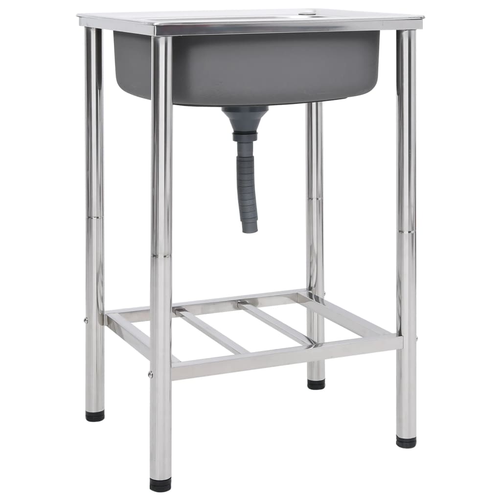 vidaXL Νεροχύτης Εξωτερ. Χώρου με Μονή Γούρνα από Ανοξείδωτο Ατσάλι