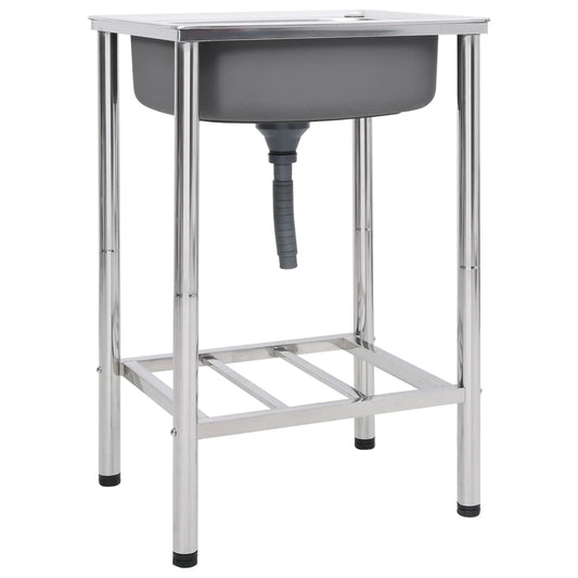 vidaXL Νεροχύτης Εξωτερ. Χώρου με Μονή Γούρνα από Ανοξείδωτο Ατσάλι