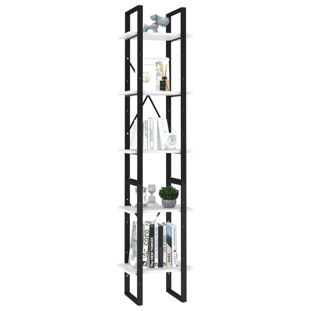 vidaXL Βιβλιοθήκη με 5 Ράφια Λευκή 40 x 30 x 175 εκ. από Επεξ. Ξύλο