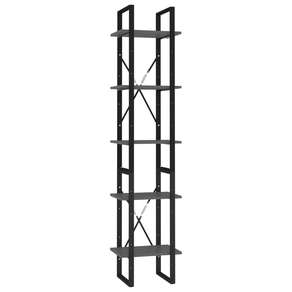 vidaXL Βιβλιοθήκη με 5 Ράφια Γκρι 40 x 30 x 175 εκ. από Επεξ. Ξύλο
