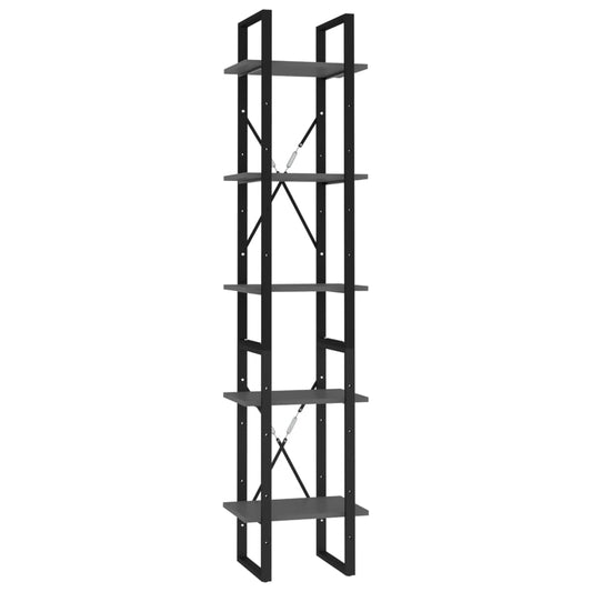 vidaXL Βιβλιοθήκη με 5 Ράφια Γκρι 40 x 30 x 175 εκ. από Επεξ. Ξύλο