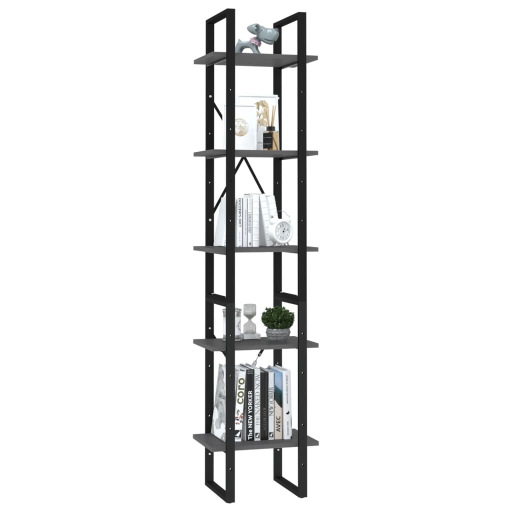 vidaXL Βιβλιοθήκη με 5 Ράφια Γκρι 40 x 30 x 175 εκ. από Επεξ. Ξύλο