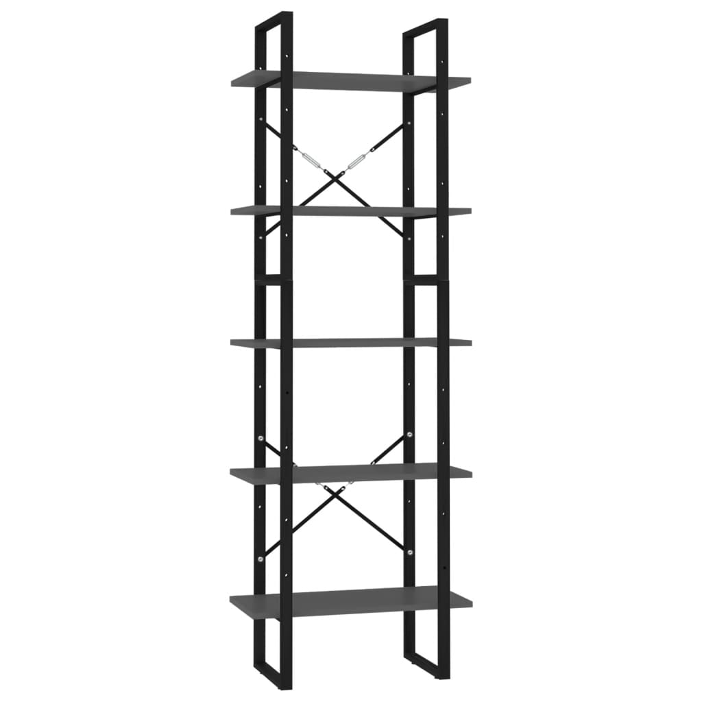 vidaXL Βιβλιοθήκη με 5 Ράφια Γκρι 60 x 30 x 175 εκ. από Επεξ. Ξύλο