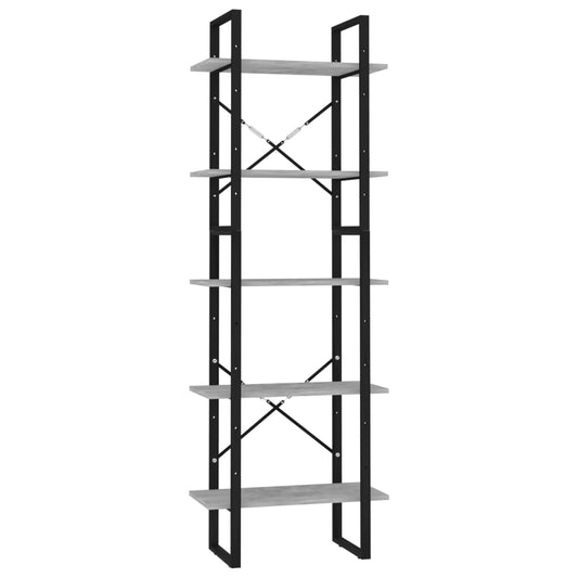 vidaXL Βιβλιοθήκη με 5 Ράφια Γκρι Σκυρ. 60 x 30 x 175 εκ. Επεξ. Ξύλο