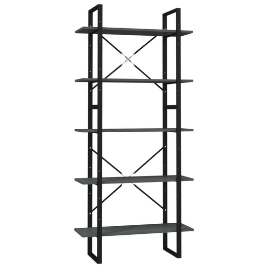 vidaXL Βιβλιοθήκη με 5 Ράφια Γκρι 80 x 30 x 175 εκ. από Επεξ. Ξύλο