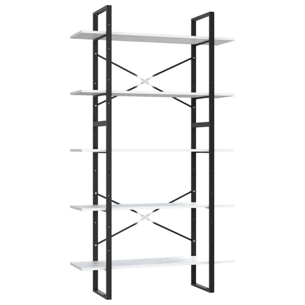 vidaXL Βιβλιοθήκη με 5 Ράφια Λευκή 100 x 30 x 175 εκ. από Επεξ. Ξύλο