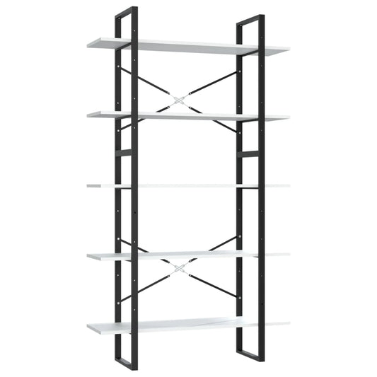 vidaXL Βιβλιοθήκη με 5 Ράφια Λευκή 100 x 30 x 175 εκ. από Επεξ. Ξύλο