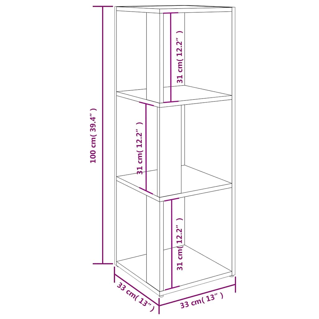 vidaXL Ντουλάπι Γωνιακό Γκρι Σκυροδέματος 33x33x100εκ. από Επεξ. Ξύλο