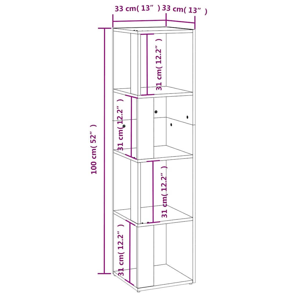 vidaXL Ντουλάπι Γωνία Sonoma Oak 33 x 33 x 132 εκ. από Μοριοσανίδα