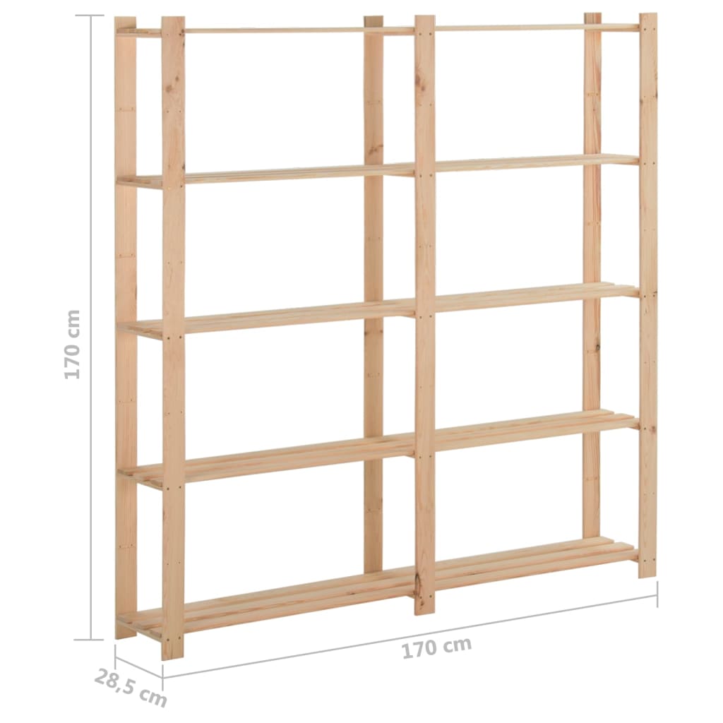 vidaXL Ραφιέρα 5 Επιπέδων 170 x 28,5 x 170 εκ. από Μασίφ Ξύλο Πεύκου
