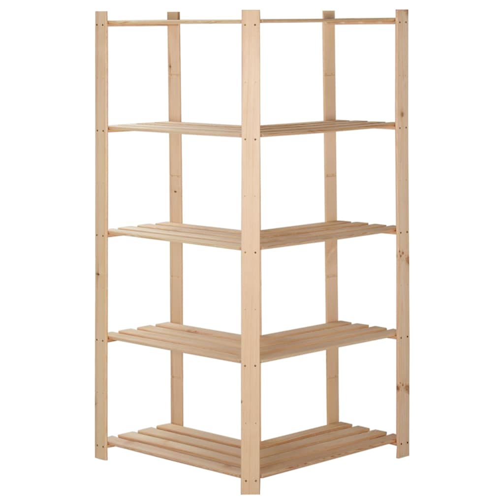vidaXL Γωνιακή Ραφιέρα 5 Επιπέδων 82,5x82,5 x170 εκ. Μασίφ Ξύλο Πεύκου