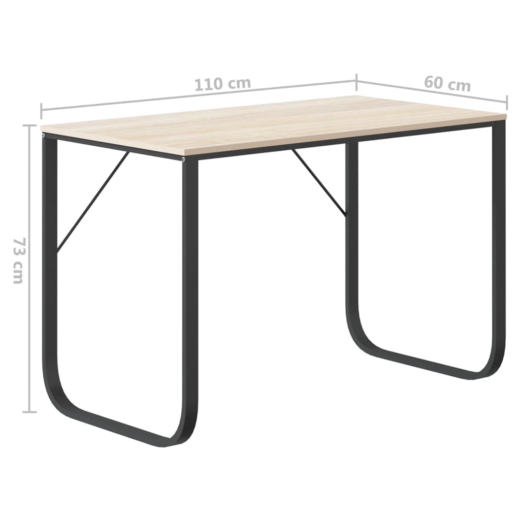 vidaXL Γραφείο Υπολογιστή Μαύρο/Δρυς 110 x 60 x 73 εκ. από Μοριοσανίδα
