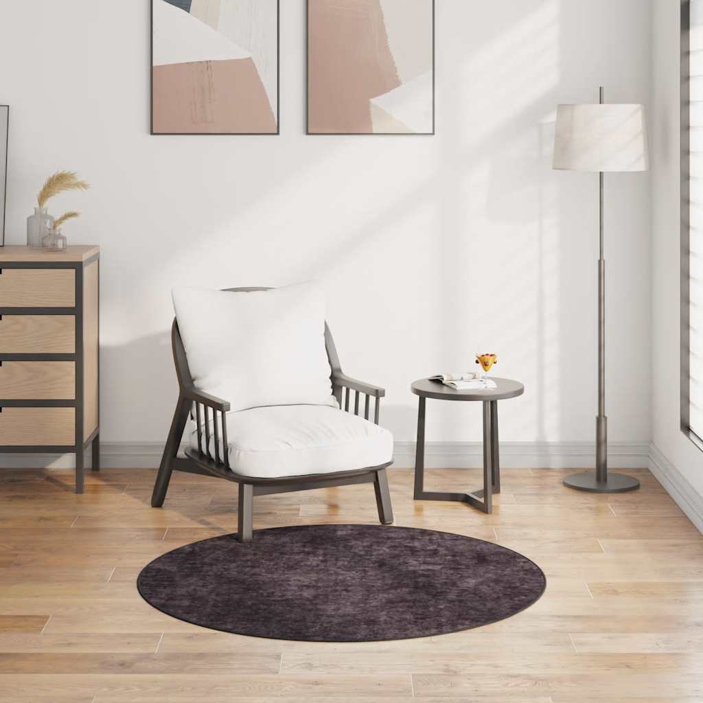 vidaXL Χαλί Πλενόμενο Αντιολισθητικό Ανθρακί Ø 120 εκ.