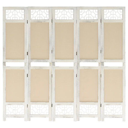 vidaXL Διαχωριστικό Δωματίου με 5 Πάνελ Κρεμ 175 x 165 εκ. Υφασμάτινο