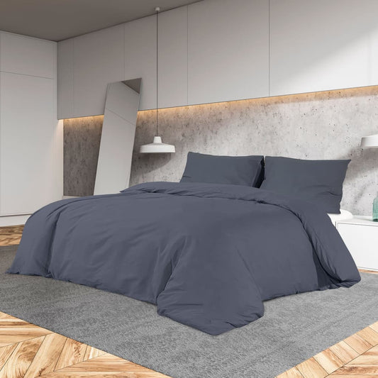 vidaXL Σετ Παπλωματοθήκης Ανθρακί 155x220 εκ. Βαμβακερό