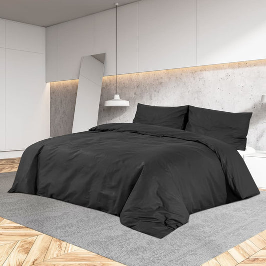 Σετ Παπλωματοθήκη vidaXL Μαύρο 220x240 εκ. Βαμβακερό