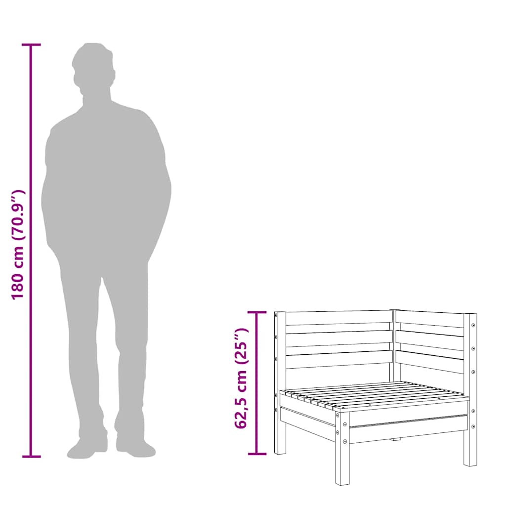 vidaXL Καναπές Κήπου Γωνιακός Γκρι από Μασίφ Ξύλο Πεύκου