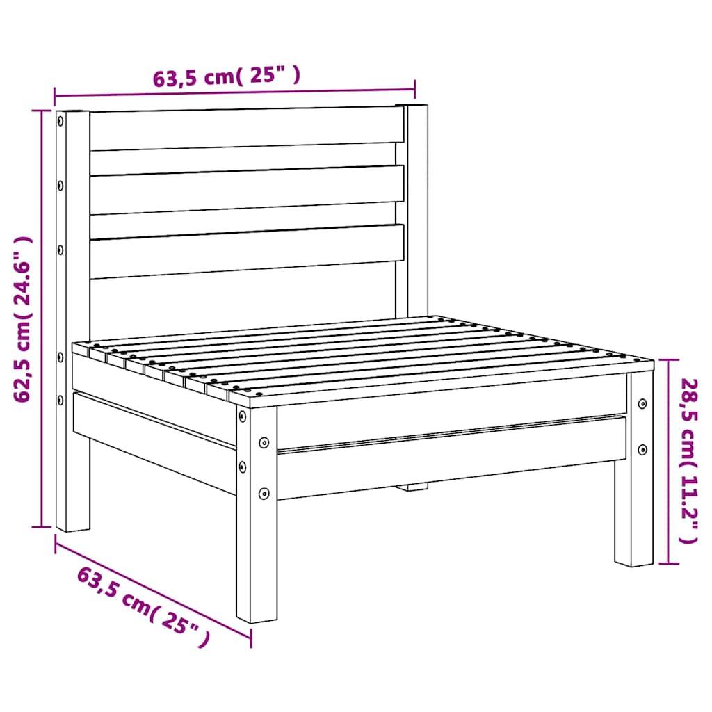 vidaXL Καναπές Κήπου Μεσαίος Λευκός από Μασίφ Ξύλο Πεύκου