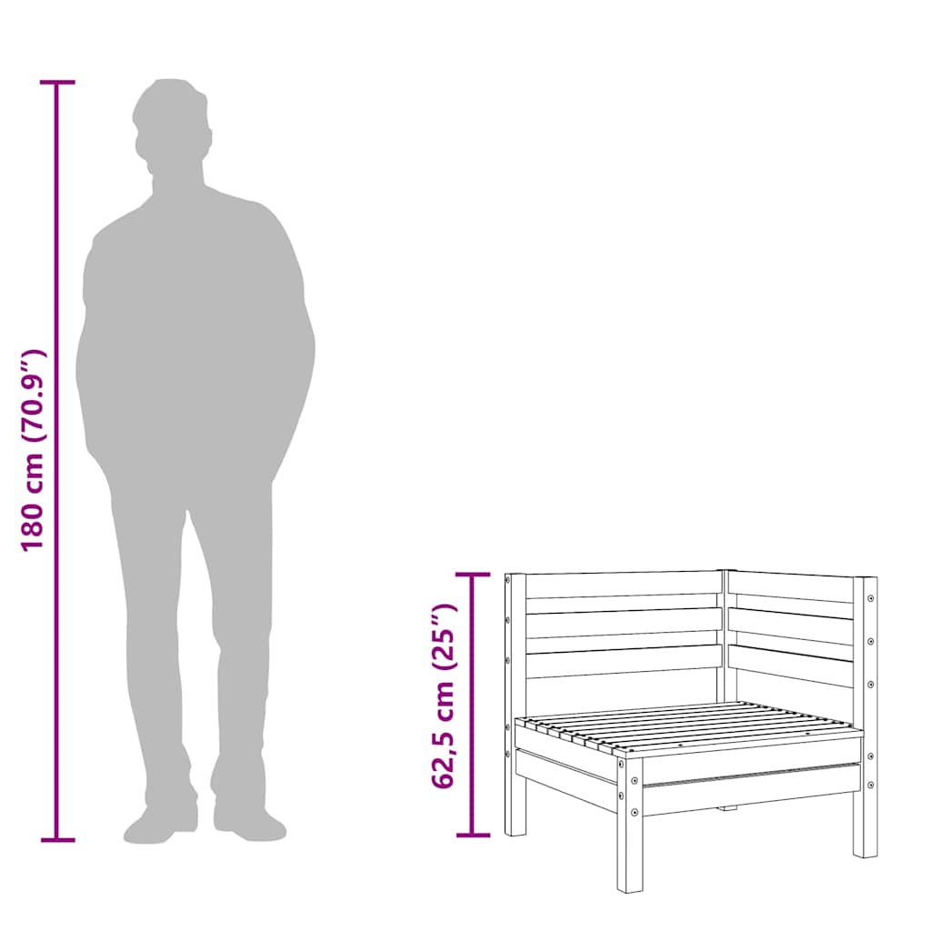 vidaXL Καναπέδες Κήπου Γωνιακοί 2 τεμ. από Μασίφ Ξύλο Πεύκου