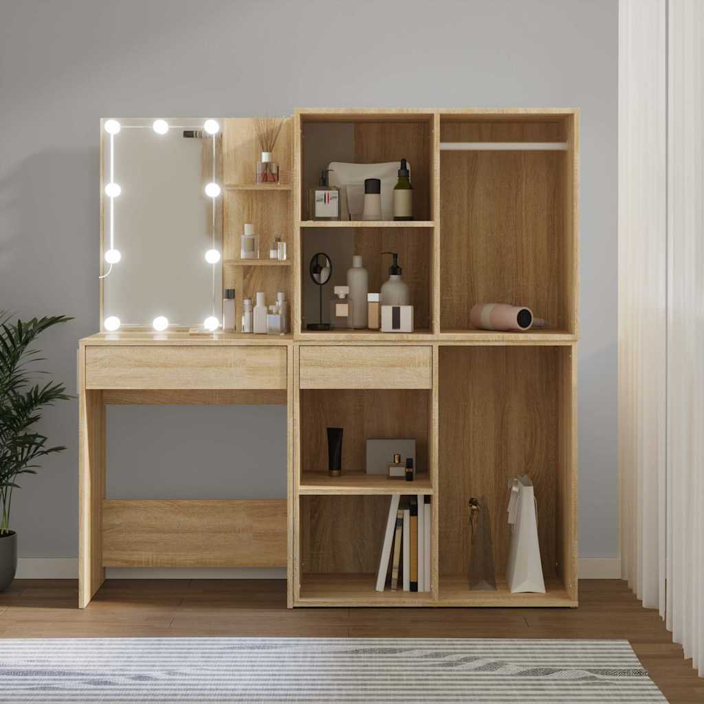 vidaXL Μπουντουάρ LED με 2 Ντουλάπια Sonoma Δρυς από Επεξεργ. Ξύλο