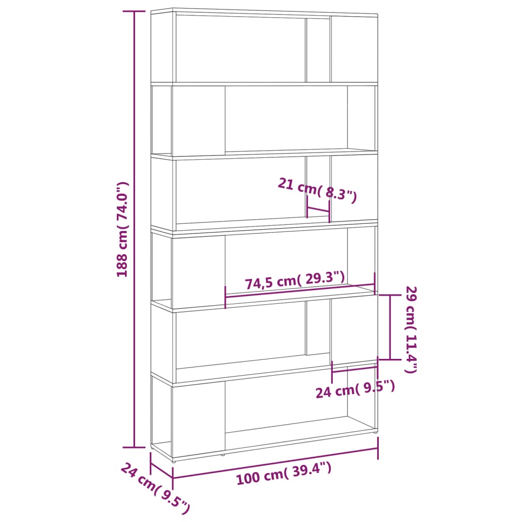 vidaXL Βιβλιοθήκη/Διαχωριστικό Χώρου Λευκό 100 x 24 x 188 εκ.