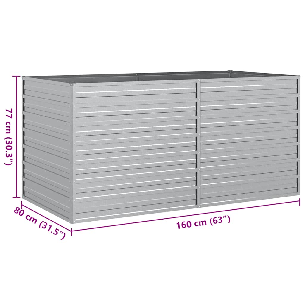 vidaXL Ζαρντινιέρα Υπερυψωμένη Ασημί 160x80x77 εκ. Γαλβανισμ. Χάλυβας