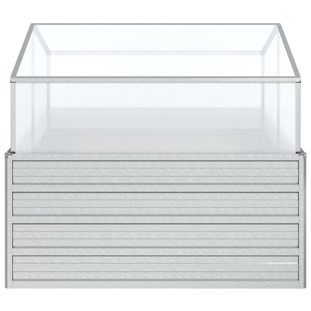 vidaXL Γλάστρα Υπερυψωμένη με Θερμοκήπιο Ασημί 100 x 100 x 85 εκ.