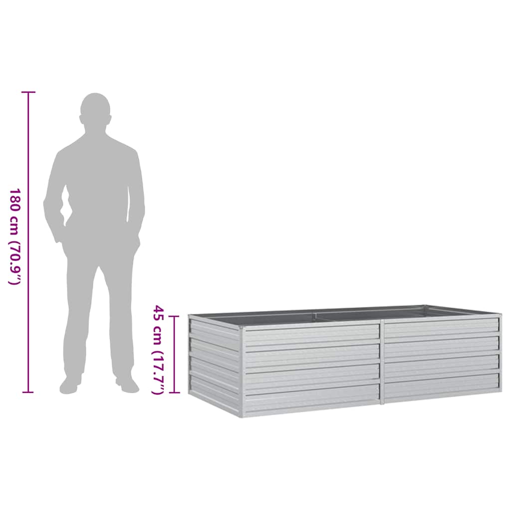 vidaXL Ζαρντινιέρα Υπερυψωμένη Ασημί 160x80x45 εκ. Γαλβανισμ. Χάλυβας