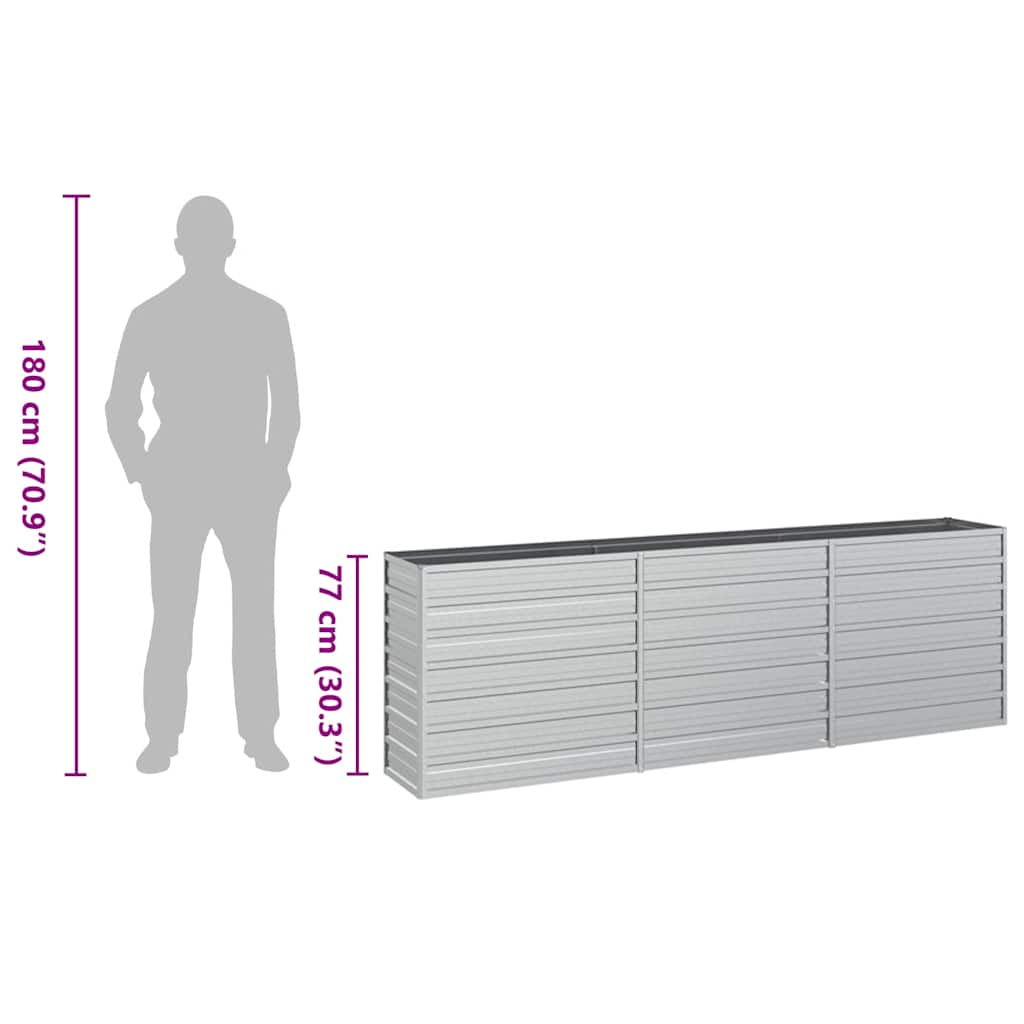 vidaXL Ζαρντινιέρα Υπερυψωμένη Ασημί 240x40x77 εκ. Γαλβανισμ. Χάλυβας