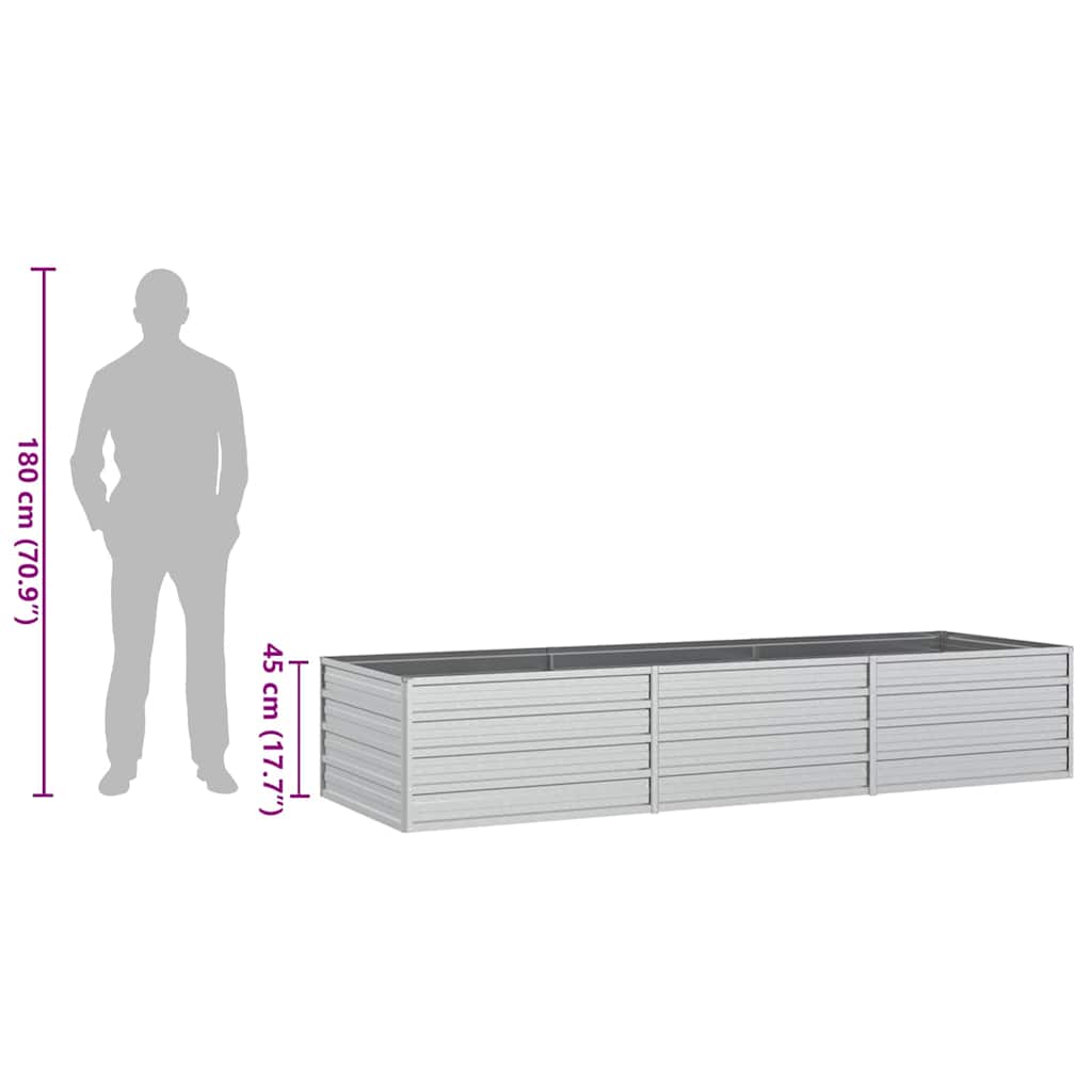 vidaXL Ζαρντινιέρα Υπερυψωμένη Ασημί 240x80x45 εκ. Γαλβανισμ. Χάλυβας