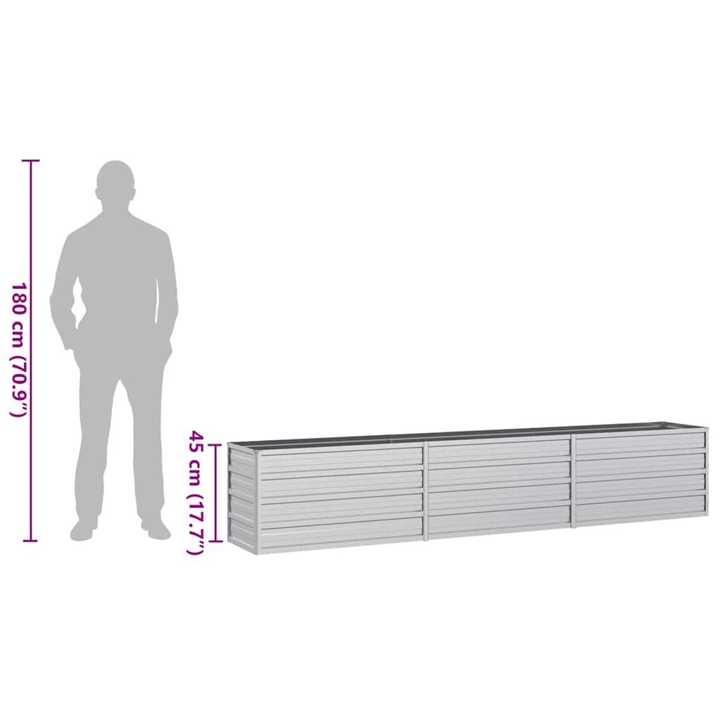 vidaXL Ζαρντινιέρα Υπερυψωμένη Ασημί 240x40x45 εκ. Γαλβανισμ. Χάλυβας