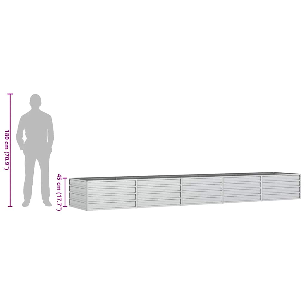 vidaXL Ζαρντινιέρα Υπερυψωμένη Ασημί 400x80x45 εκ. Γαλβανισμ. Χάλυβας