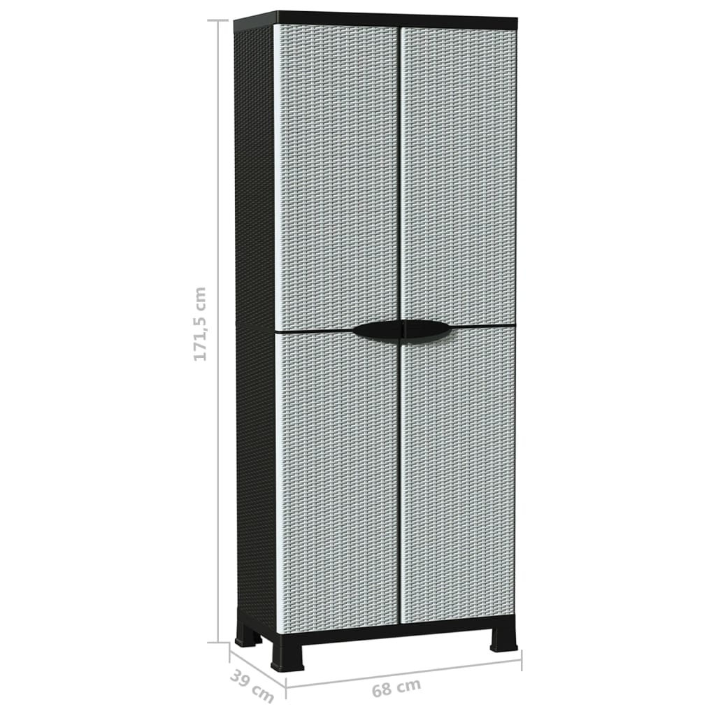 vidaXL Πλαστικό Ντουλάπι 68x39x171,5 εκ με Σχεδιασμό σε Στυλ Ρατάν