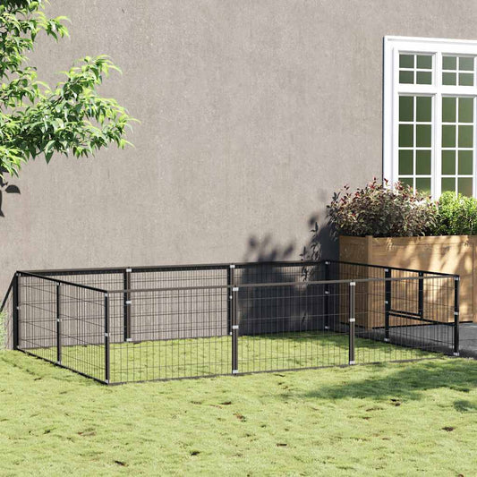 vidaXL Σπιτάκι Σκύλου Μαύρο 6 m² Ατσάλινο