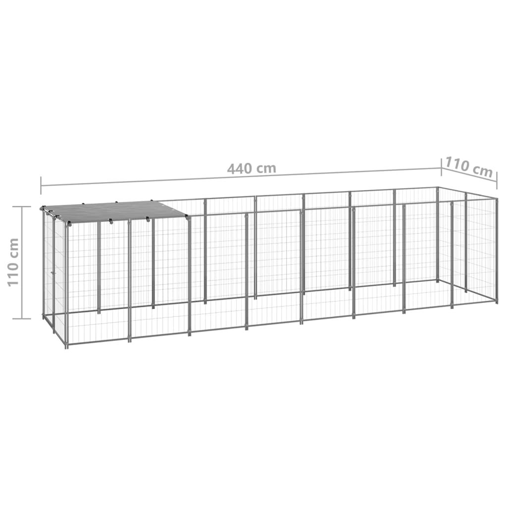 vidaXL Σπιτάκι Σκύλου Ασημί 4,84 m² Ατσάλινο