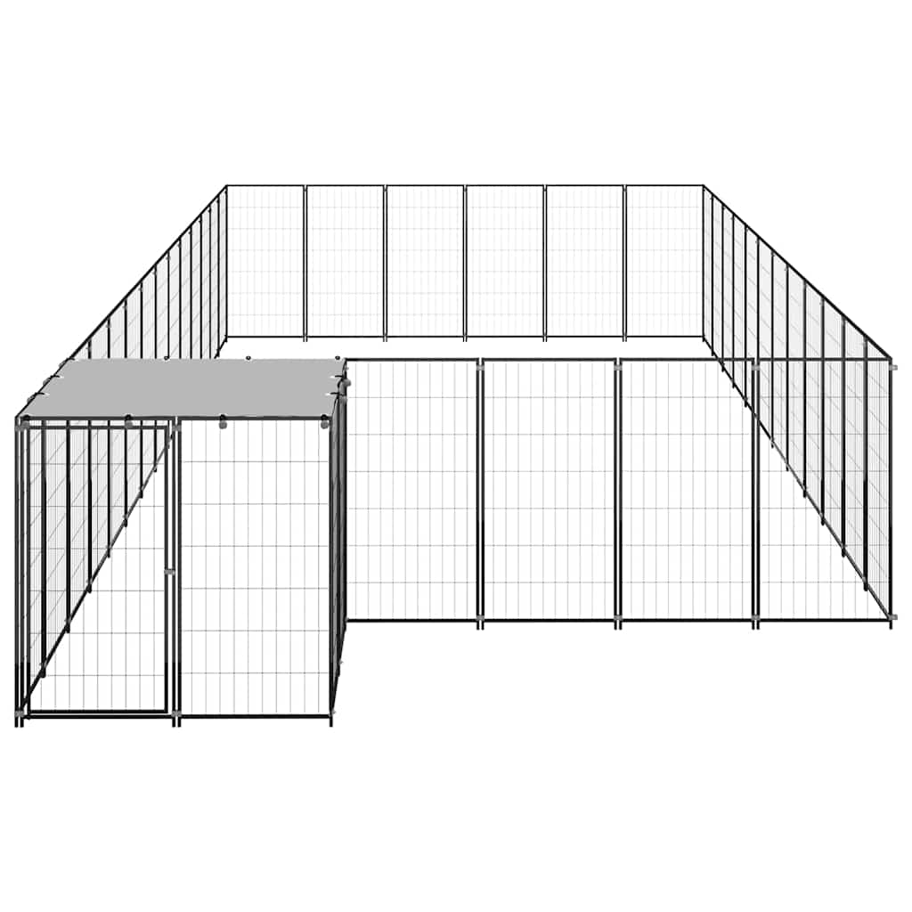 3082216 vidaXL Dog Kennel Black 22,99 m² Ατσάλι (150782+3x150784)