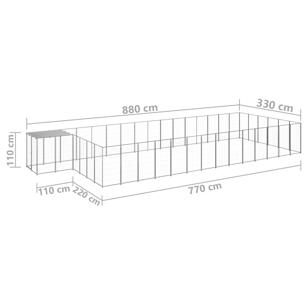 vidaXL Σπιτάκι Σκύλου Ασημί 26,62 μ² Ατσάλινο