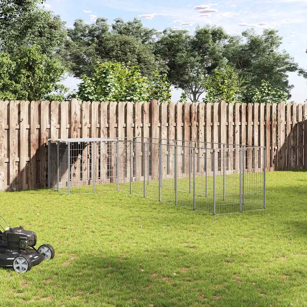 vidaXL Σπιτάκι Σκύλου Ασημί 6,05 μ² Ατσάλινο