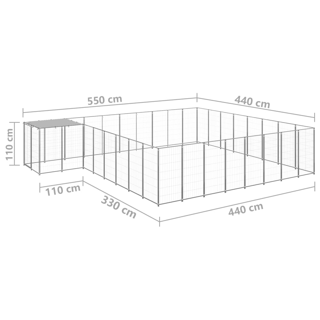 vidaXL Σπιτάκι Σκύλου Ασημί 20,57 μ² Ατσάλινο