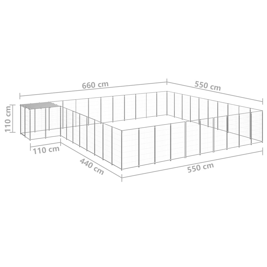 vidaXL Σπιτάκι Σκύλου Ασημί 31,46 μ² Ατσάλινο