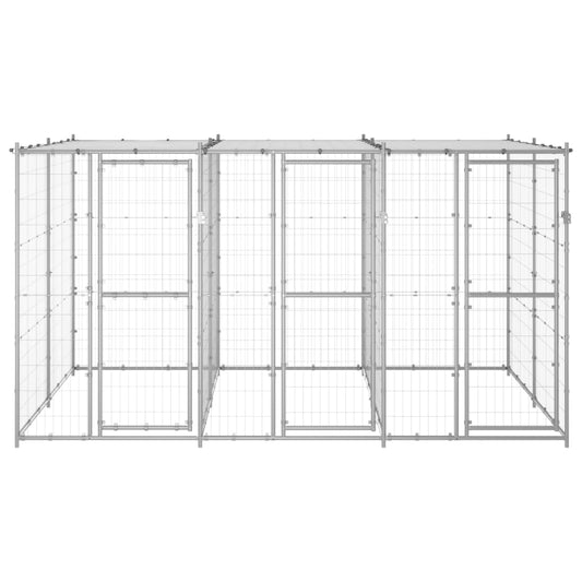 vidaXL Κλουβί Σκύλου Εξ. Χώρου με Στέγαστρο 7,26 μ² Γαλβ. Χάλυβας