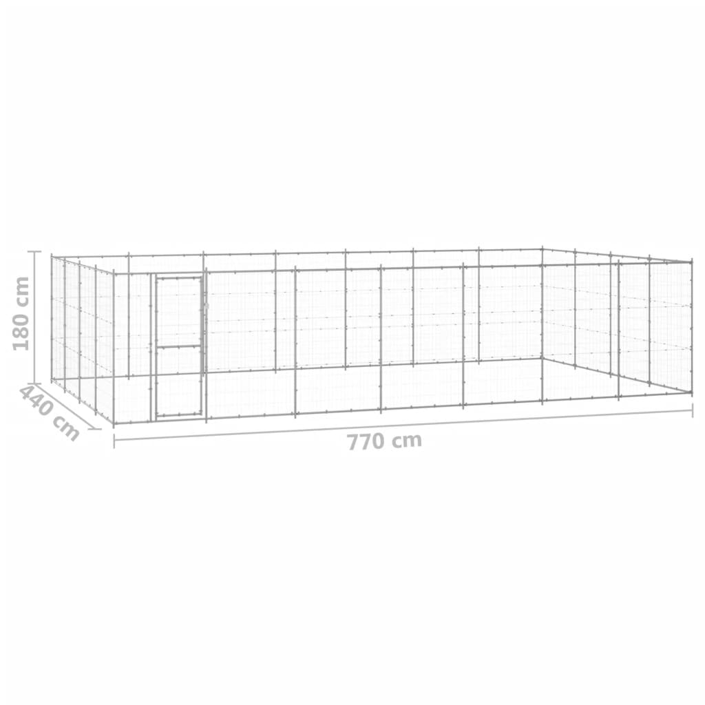 vidaXL Κλουβί Σκύλου Εξωτερικού Χώρου 33,88 μ² από Γαλβανισμένο Χάλυβα
